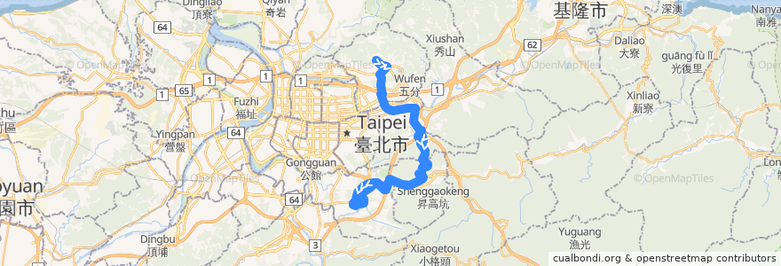 Mapa del recorrido 臺北市 679 動物園-金龍寺 (返程) de la línea  en 新北市.