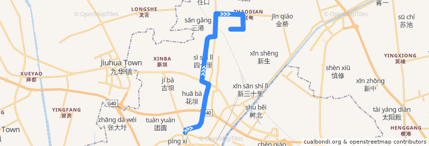 Mapa del recorrido 395路: 平潮客运站 => 弥勒禅寺 de la línea  en 平潮镇.