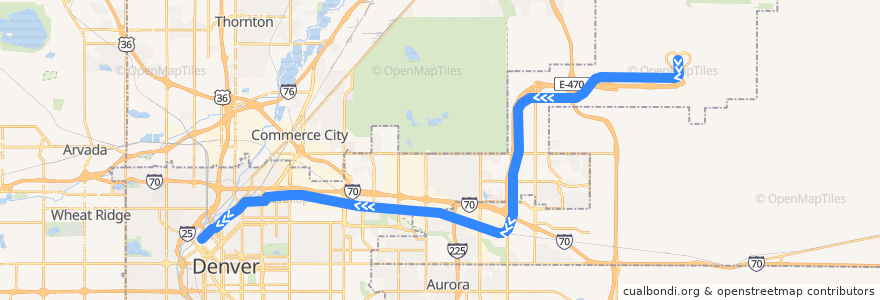 Mapa del recorrido RTD A Line → Denver Airport de la línea  en Denver.