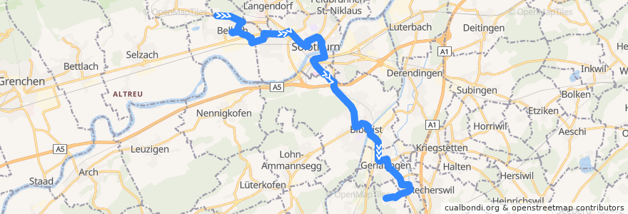 Mapa del recorrido Bus 2: Bellach => Zielebach de la línea  en Золотурн.