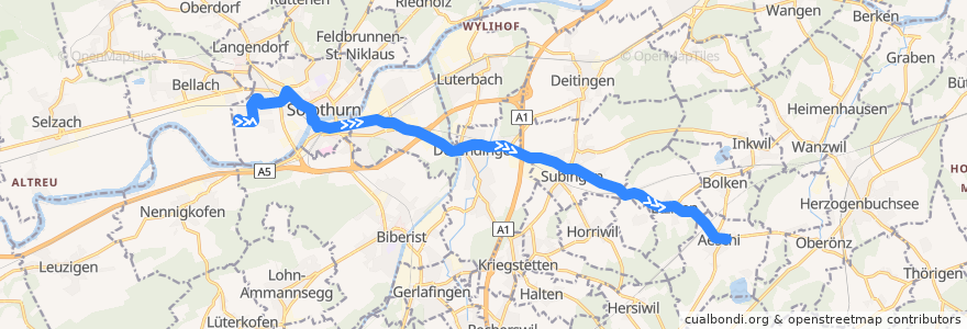 Mapa del recorrido Bus 5: Solothurn Brühl => Aeschi Dorf de la línea  en Soletta.