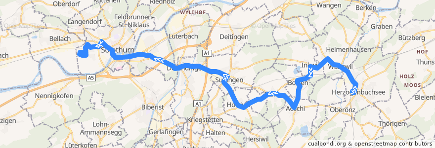 Mapa del recorrido Bus 7: Herzogenbuchsee => Solothurn Brühl de la línea  en 스위스.