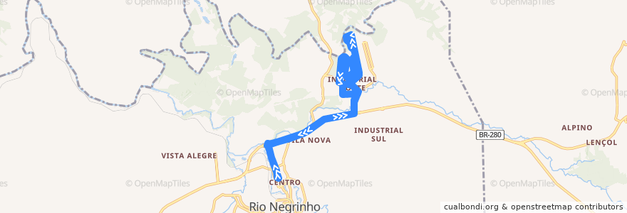 Mapa del recorrido Nova Esperança de la línea  en Rio Negrinho.