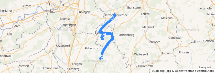 Mapa del recorrido Bus 54: Wynigen => Herzogenbuchsee de la línea  en Verwaltungsregion Emmental-Oberaargau.