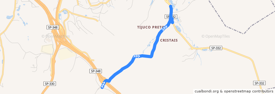 Mapa del recorrido TIJUCO PRETO – TERMINAL VILA ARENS de la línea  en Jundiaí.