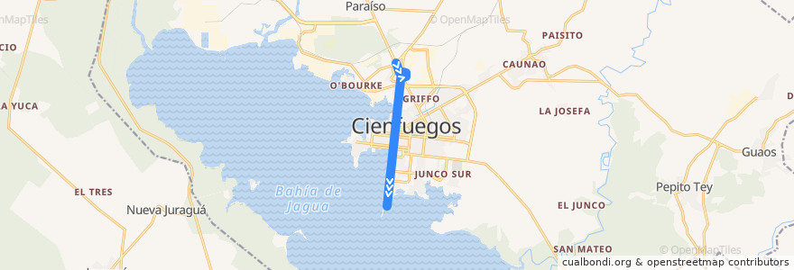 Mapa del recorrido Omnibus Ruta 1 de la línea  en Ciudad de Cienfuegos.