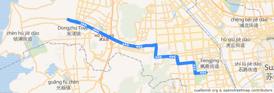 Mapa del recorrido 高新有轨电车1号线 de la línea  en 虎丘区.