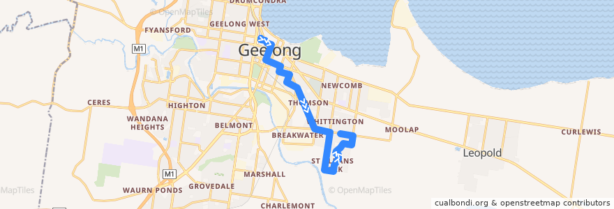 Mapa del recorrido Bus 31: Geelong Station => St Albans Park => Whittington de la línea  en City of Greater Geelong.