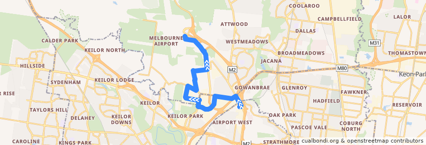 Mapa del recorrido Bus 482: Airport West Shopping Centre => South Centre Road => Melbourne Airport de la línea  en Melbourne.