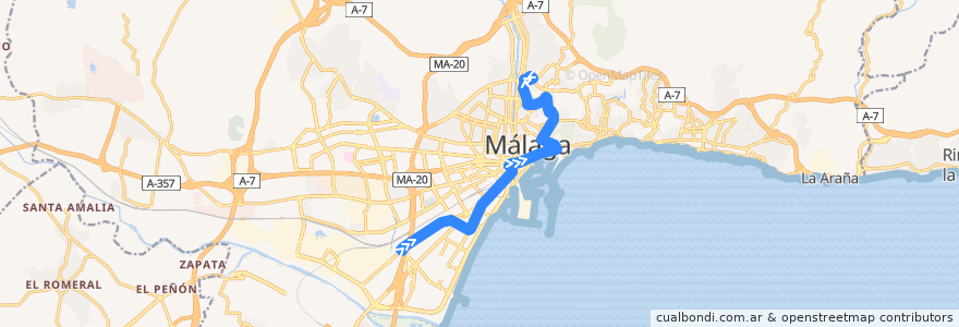 Mapa del recorrido Línea 1 de la línea  en Málaga-Costa del Sol.