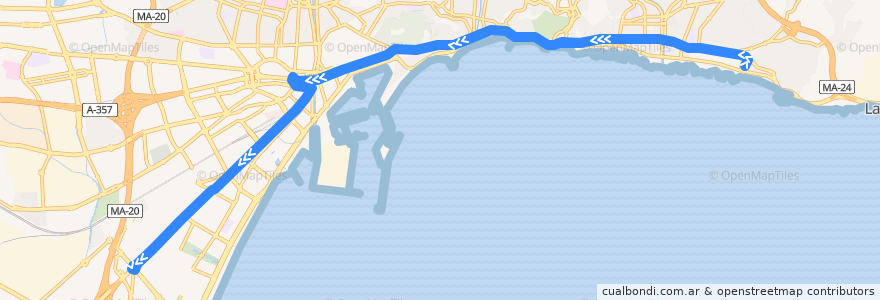 Mapa del recorrido Línea N1 de la línea  en Málaga-Costa del Sol.