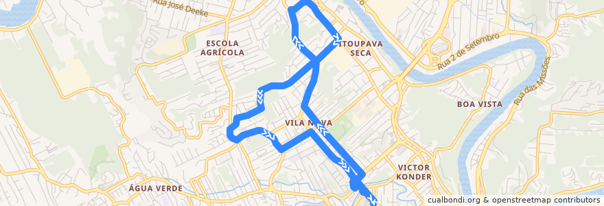 Mapa del recorrido Vila Nova (Circular) de la línea  en Блуменау.