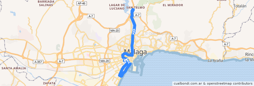 Mapa del recorrido Línea 91 de la línea  en Málaga.