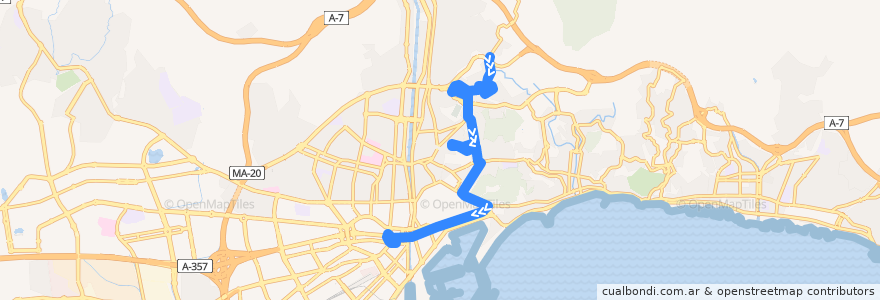 Mapa del recorrido Línea 37 de la línea  en Málaga-Costa del Sol.