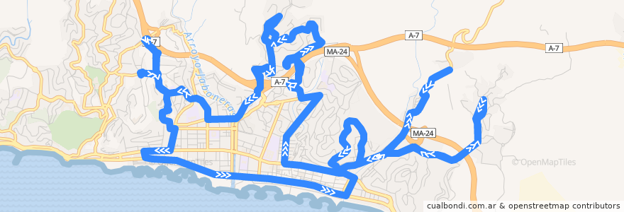 Mapa del recorrido Línea 29 de la línea  en Málaga-Costa del Sol.