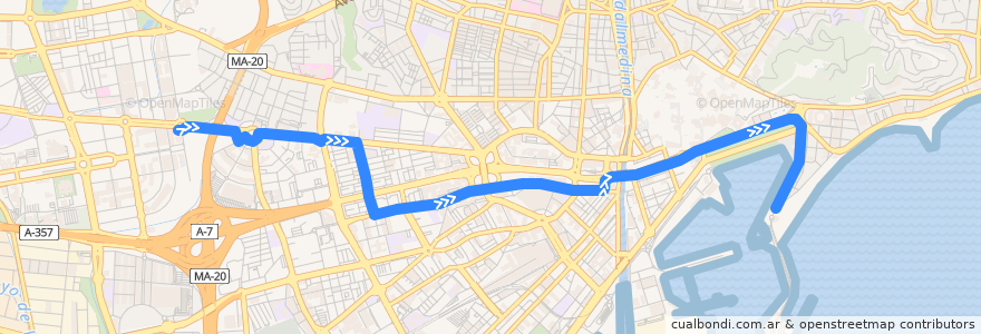 Mapa del recorrido Línea 14 de la línea  en Málaga-Costa del Sol.