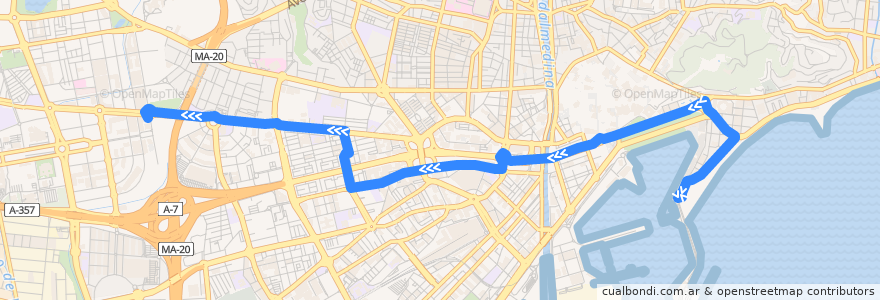 Mapa del recorrido Línea 14 de la línea  en Málaga.