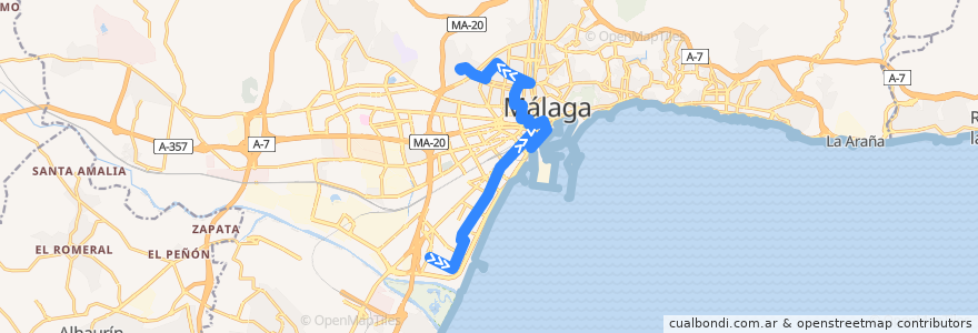 Mapa del recorrido Línea 7 de la línea  en Málaga.