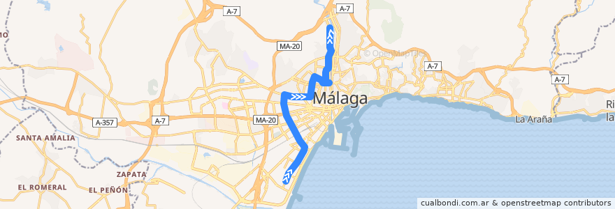 Mapa del recorrido Línea 15 de la línea  en Málaga-Costa del Sol.