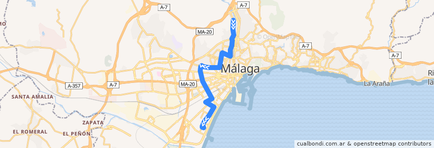 Mapa del recorrido Línea 15 de la línea  en Málaga.