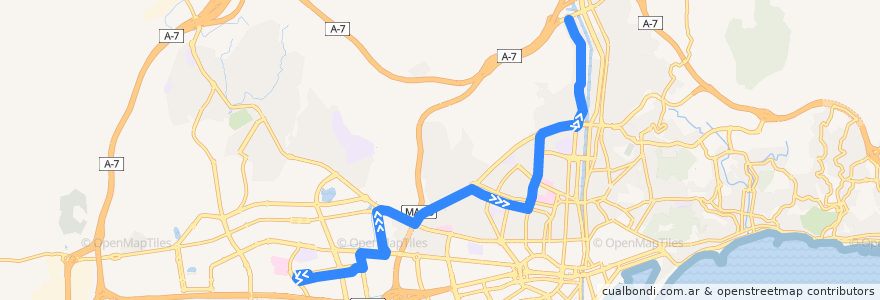 Mapa del recorrido Línea 18 de la línea  en Málaga-Costa del Sol.