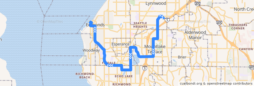 Mapa del recorrido Community Transit Route 130 (to Edmonds) de la línea  en 华盛顿州 / 華盛頓州.