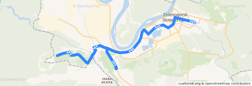 Mapa del recorrido Автобус №37: ДС-17-Станционная-Зеленая рота de la línea  en ЗАТО Зеленогорск.