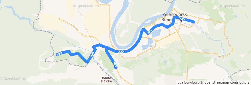 Mapa del recorrido Автобус №37: Зеленая рота-Станционная-ДС-17 de la línea  en ЗАТО Зеленогорск.