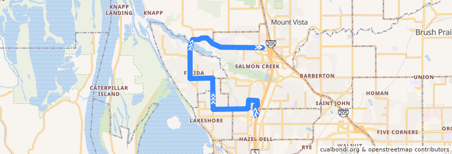 Mapa del recorrido Bus 9: 99th Street Transit Center => Salmon Creek Park & Ride de la línea  en Clark County.