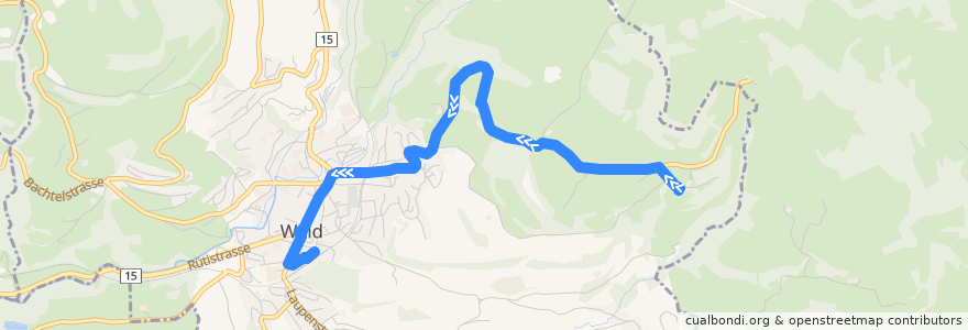 Mapa del recorrido Bus 892: Wald ZH, Rehazentrum => Wald ZH, Bahnhof de la línea  en Wald (ZH).