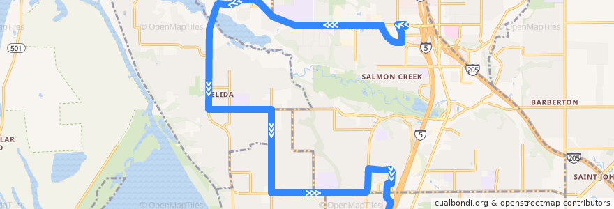 Mapa del recorrido Bus 9: Salmon Creek Park & Ride => 99th Street Transit Center de la línea  en Clark County.