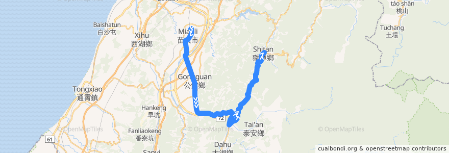 Mapa del recorrido 5657 苗栗→獅潭 de la línea  en 苗栗縣.