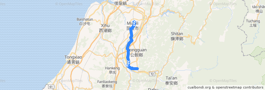 Mapa del recorrido 5660 苗栗→福基(經石圍牆) de la línea  en 苗栗縣.