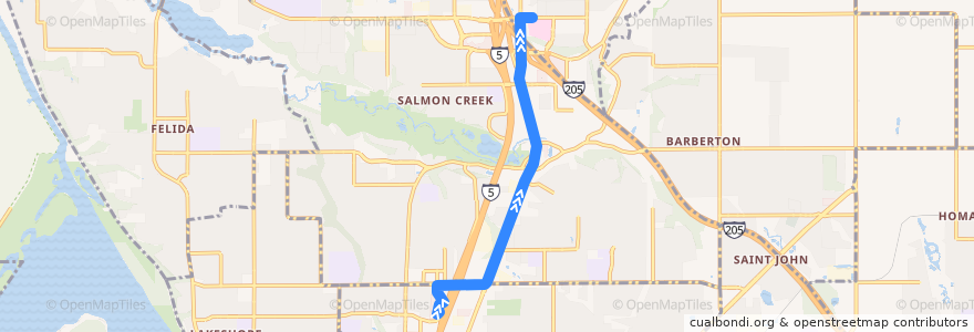 Mapa del recorrido Bus 19: 99th Street Transit Center => Legacy Hospital de la línea  en Salmon Creek.