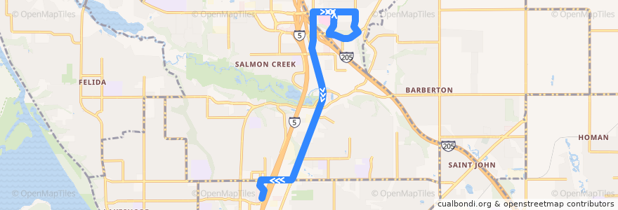 Mapa del recorrido Bus 19: Legacy Hospital => 99th Street Transit Center de la línea  en Salmon Creek.