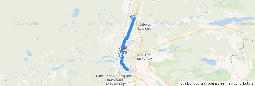 Mapa del recorrido Автобус № 1: Лужское АТП => ПТУ de la línea  en Лужское городское поселение.