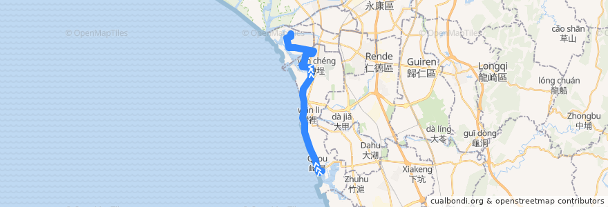 Mapa del recorrido 77-2路(往安平漁人碼頭_返程) de la línea  en 中華民國12浬領海外界線.