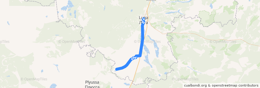 Mapa del recorrido Автобус № 127: Луга => Большие Озерцы de la línea  en Luzhsky District.