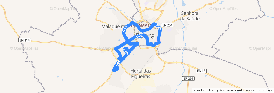 Mapa del recorrido 41 Gabriel Pereira - Casinha de la línea  en Évora.