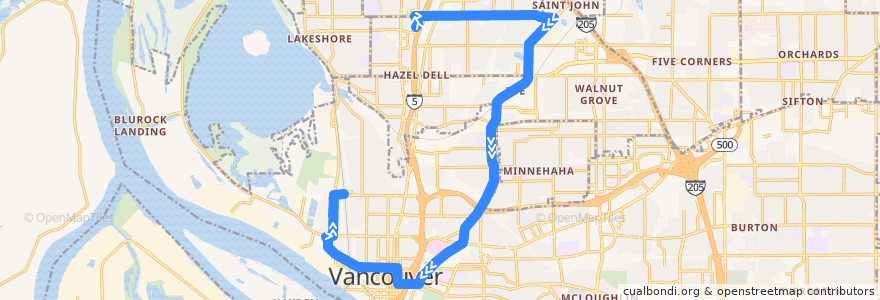 Mapa del recorrido Bus 25: 99th Street Transit Center => La Frambois de la línea  en Clark County.