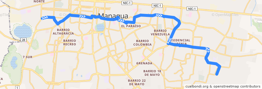 Mapa del recorrido Ruta 116: El Seminario -> Villa Libertad de la línea  en Managua.