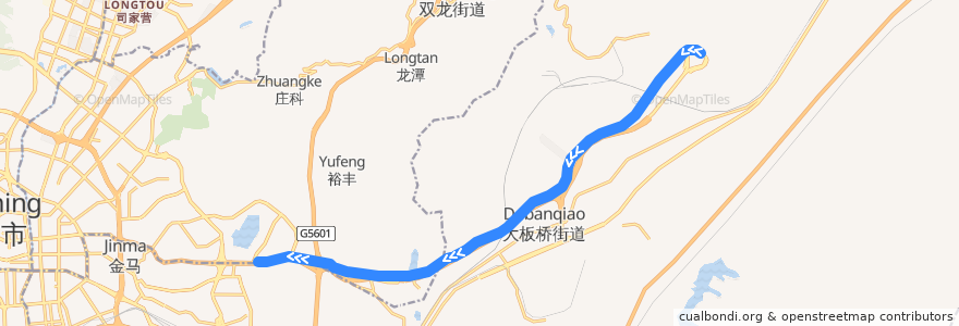 Mapa del recorrido 昆明地铁6号线 de la línea  en 官渡区.