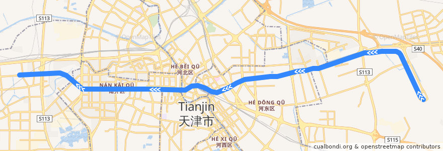 Mapa del recorrido 天津地铁2号线 de la línea  en Tianjin.