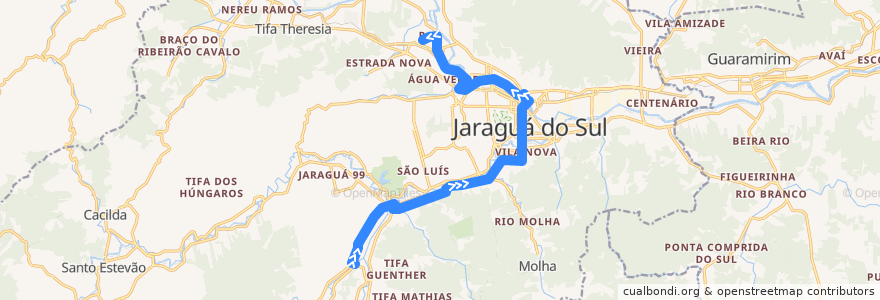 Mapa del recorrido ADV - Cohab de la línea  en Jaraguá do Sul.