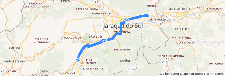 Mapa del recorrido ADV - WEG II Extensão de la línea  en Jaraguá do Sul.