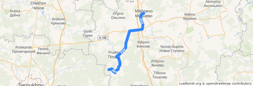 Mapa del recorrido Автобус №36: Лапино - Михнево de la línea  en городской округ Ступино.