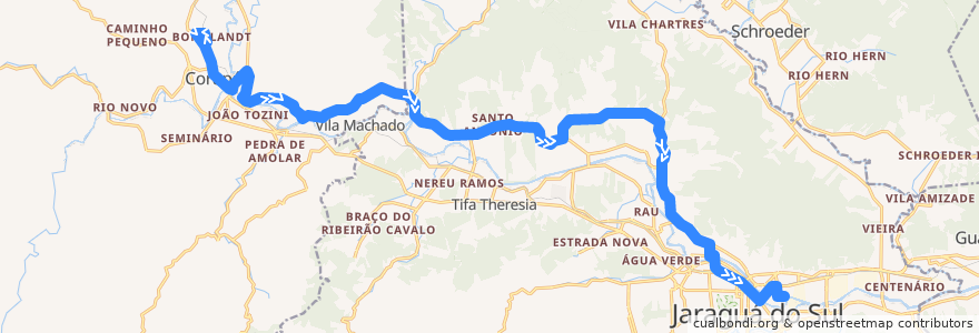 Mapa del recorrido Corupá - Jaraguá de la línea  en Região Geográfica Imediata de Joinville.