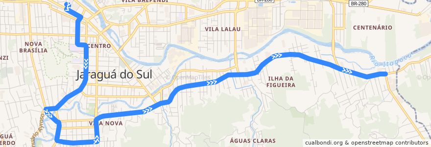 Mapa del recorrido Terminal - Figueira de la línea  en Jaraguá do Sul.