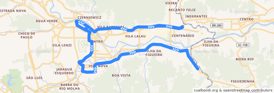 Mapa del recorrido WEG II - Lot. Malibu de la línea  en Jaraguá do Sul.