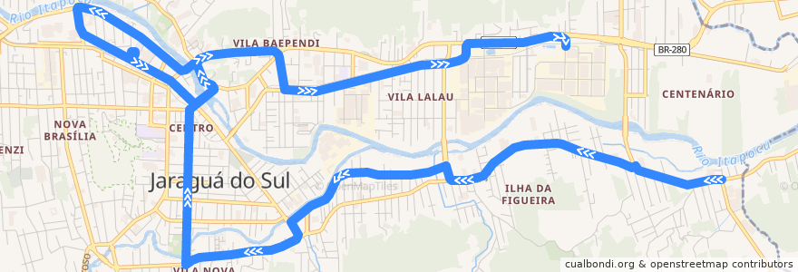 Mapa del recorrido Figueira - WEG II Extensão de la línea  en Jaraguá do Sul.